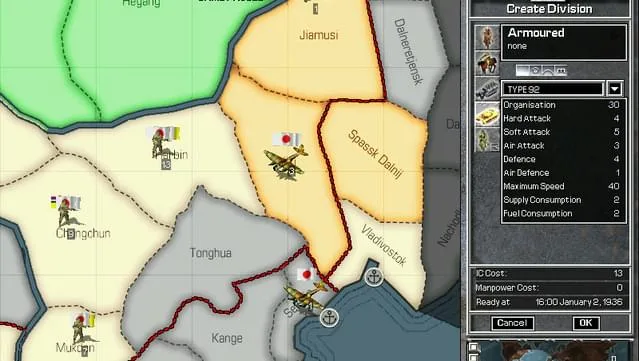 Hearts of Iron Gameplay Screenshot